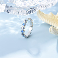 Bague Mystique |   Bande de motif contrasté et pierres précieuses bleues irisées |   Bijoux de protection audacieux pour un style quotidien et festif