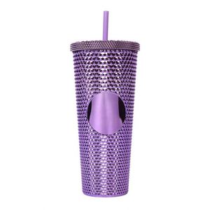 Gobelet isotherme double paroi 24 oz avec couvercle et paille, en plastique, motif diamant durian, sans BPA, anti-fuite, compatible lave-vaisselle, pour adultes - Product Image 3