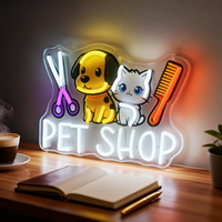 Enseigne néon ouverte pour toilettage d'animaux, lumière LED néon personnalisée, décoration murale pour animalerie, salon de toilettage, enseigne de magasin, luminosité réglable