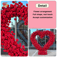 Lembut jual panas Proposal pernikahan Hari Valentine dekorasi merah mawar bunga hati lengkungan