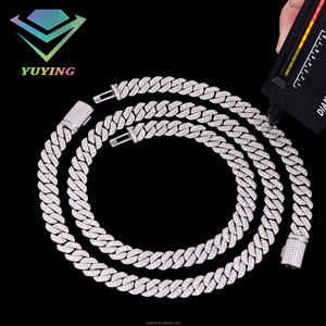 <span class=keywords><strong>Collana</strong></span> a Catena con Diamanti Rialzati in Argento Massiccio <span class=keywords><strong>925</strong></span> da <span class=keywords><strong>Uomo</strong></span>, 11-18mm, Stile Cuban Link, Iced Out, Gioielli Hip Hop Rapper, Catena Moissanite GRA - Product Image 3