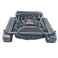Tondeuse autoportée télécommandée à chenilles pour gazons, avec fonction utilitaire de tondeuse de jardin et transmission par chenilles, idéale pour les vergers, les jardins et les espaces verts.