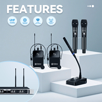 Système de microphone sans fil UHF 8 canaux DU8008 avec connecteur XLR, micro-cravate et micro-casque pour discours, karaoké et fêtes