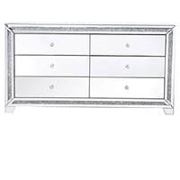 Rectangle décor élégant en cristal argenté miroir Six tiroirs armoire buffet et buffet avec Table de rangement