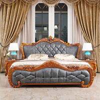 Grand lit double en bois massif sculpté en ébène, style villa européenne, lit éléphant, nouveau lit en cuir chinois, pour chambre principale