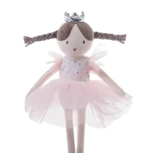 Wholesale 34cm Handmade Plush Ballerina Rag Dolls With Beautiful Dress Crown Girl Dolls Ballet Dancer Dolls