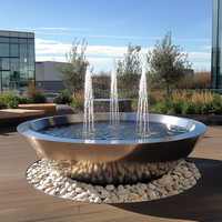 Großer Edelstahls piegel im Freien Fertige moderne Kunst Garten Dekor Wasserschale Brunnen für Pool Dekor