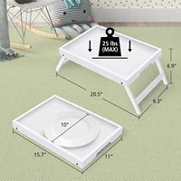 Escritorio de bambú blanco, mesa de bandeja plegable para desayuno, aperitivos, comidas, trabajo en sofá cama como soporte de ordenador portátil