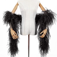 Écharpe en plumes d'autruche noires naturelles 4 plis de 2 m pour la danse, les spectacles, les tenues de scène, les accessoires de couture de vêtements – Vente en gros