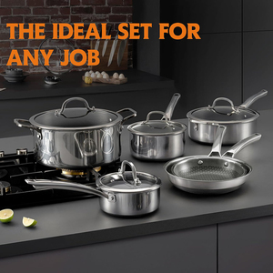 Ensemble de casseroles en acier inoxydable de haute qualité à 3 couches avec couvercles en verre, adaptées aux cuisinières à gaz et à induction, en acier inoxydable triple couche - Product Image 5