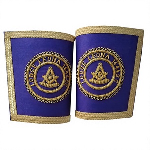 Guanteletes Lodge Leona Masonic Regalia Rito escocés Pasado Maestro Cuff | Personalizar Bordado Guanteletes - Product Image 1