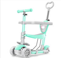 Trottinette 5-en-1 pour enfants avec siège et barre de poussée, design extérieur en plastique, pliable et réglable en hauteur – Approvisionnement direct usine