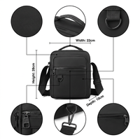 Sac bandoulière vintage unisexe professionnel personnalisé en nylon noir – Sac messager imperméable multi-poches avec détail lettre