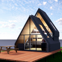Chalet de 30 m² au design unique avec lit mezzanine, cabane préfabriquée dans les bois, maison en A-frame en Espagne