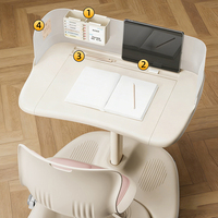 Ensemble de table d'étude pour enfants Tenwin 2805 en plastique, mobile, avec tiroir caché, hauteur réglable, bureau ergonomique pour l'école
