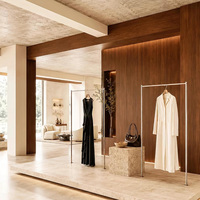 Ensemble de mobilier de magasin de vêtements de haute qualité, comptoir de réception en bois et métal, design intérieur de boutique, solution de projet tout-en-un