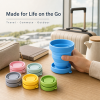 Gobelet pliable en silicone de qualité alimentaire, portable, résistant aux chutes, avec couvercle, pour eau, café, bain de bouche, voyage
