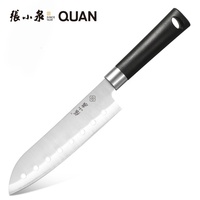 Couteau Santoku professionnel de 7 pouces en acier inoxydable de haute qualité avec manche en PP noir