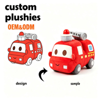 Jouet en peluche camion de pompiers personnalisé, design de véhicule ODM, peluche de voiture douce pour bébé et enfant, cadeau d'anniversaire