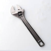 Clé à molette réglable en nickel noir avec trou carré, outil robuste pour atelier, mécanique et plomberie