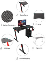 Table de jeu électrique de cadre en acier de PC de cadre en acier de bureau d'ordinateur portable d'e-sports réglable en forme de Z avec la lumière de LED de RVB