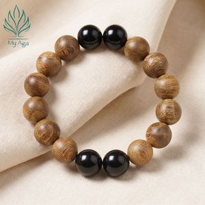 Pulsera de Agarwood Natural Premium, Forma Redonda AL-SB-0019-12 con 4 Cuentas de Coral en la Parte Posterior, 12 Cuentas de Agarwood, Regalo Clásico Unisex - Product Image 2