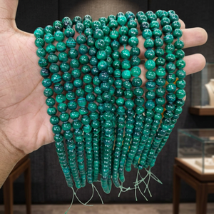 Perles rondes en malachite verte naturelle, pierres lisses pour la fabrication de bijoux, bracelets, colliers, accessoires de bricolage - Product Image 2