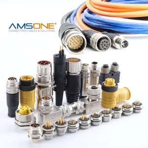 Amsone Custom Molded Straight 90Degree PCB Assembly Panel Back Mount Flange M5 M8 M12 M16 M23 Sensor Connector Cable