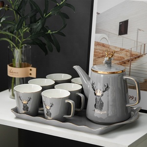 Nordic Modern Simple Glazed Color Living Room <b>Ceramic</b> <b>Teapot</b> Teacup Set - Product Image 5