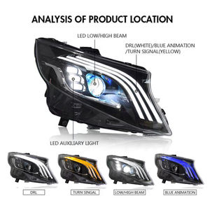 Faros delanteros Led para <span class=keywords><strong>Mercedes</strong></span> <span class=keywords><strong>Benz</strong></span> <span class=keywords><strong>Vito</strong></span> W447 V clase V260 <span class=keywords><strong>2016</strong></span> - 2023 faro proyector lente faro DRL piezas de automóvil - Product Image 3