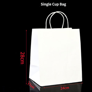Sac en papier kraft blanc pour boissons, café à emporter, porte-gobelets simple ou double, sac en papier portable, support pour quatre gobelets - Product Image 6