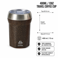 Mug isotherme en acier inoxydable 400 ml (13 oz) – Vente en gros usine – Gobelet de voyage à double paroi avec couvercle