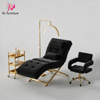 Table de soin esthétique moderne pliable pour sourcils et cils avec chariot, base dorée de luxe, réglable, pour usage scolaire