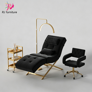 Cama Plegable Moderna para Salón de Belleza, para Cejas y Pestañas, con Base Dorada de Lujo, Ajustable, para Uso Escolar - Product Image 3