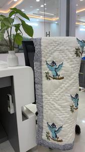 Handmade Printed Organic Simple <b>Quilted</b> Baby Blanket with 100% Cotton and <b>Wool</b> Filling All-Season Use for Bedtime & Travel - Product Image 2