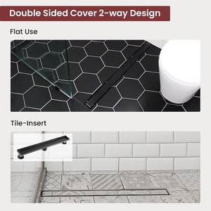 Desagüe de Ducha de 12 Pulgadas 2 en 1 con Inserto para Azulejos, Negro Mate, Acero Inoxidable 304 - Product Image 3