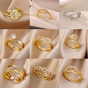 Minimalist Stacking <strong>Ring</strong> European American Style 18K Gold Plated <strong>Adjustable</strong> Non Tarnish Copper <strong>Ring</strong> - Product Image 2