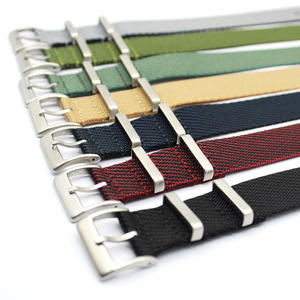 Bracelet de montre en nylon de qualité supérieure à passage unique en tissu sergé de couleur <span class=keywords><strong>gris</strong></span> noir 2 anneaux avec boucle en acier inoxydable brossé - Product Image 5