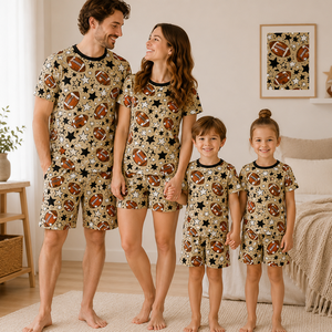 Custom Logo Family Pajamas Bamboo Spandex Matching Sleepwear Printed Loungewear Pjs Set Manufacturer