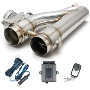 3inch Stainless Steel 304 Y Type E-cut Out Double Valve Exhaust Muffler Tip With Remote