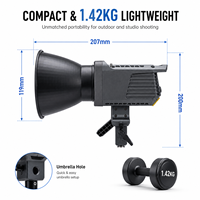 Luz de Video LED COB de 100W, 5600K Luz Diurna, CRI 96+, Montura Bowens, Control por Aplicación, Iluminación Continua para Fotografía de Estudio