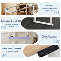 Structure de bureau debout à quatre pieds avec double moteur et traverses renforcées pour poste de travail électrique réglable en hauteur