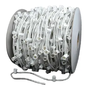 1000FT 18-Inch Spacing Christmas Light Garden Patio Stringer With C9 Socket Wire E17 Base For Holiday Lighting