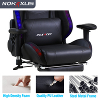 Chaise de jeu à LED Grande taille Racing Chaise de jeu RVB en cuir Pu noir avec lumières et haut-parleurs Chaise de jeu à LED E-sport pour PC