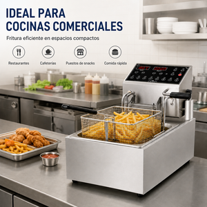 Friteuse électrique 6 L avec double panier, levage automatique et contrôle numérique pour cuisine professionnelle commerciale - Product Image 5