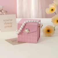JOYWOOD Velours chinois avec poignée en perle Boîte cadeau vide pour le mariage Bonbons Faveur Vente en gros