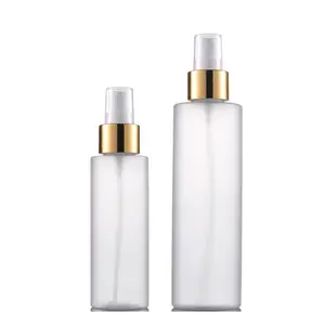 100ML 150ML 200ML PET sprey şişesi 5oz 7OZ doldurulabilir ambalaj altın gümüş püskürtücü düz omuz boş don plastik şişe