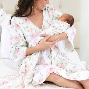 <span class=keywords><strong>Bata</strong></span> de <span class=keywords><strong>maternidad</strong></span> de lactancia de bambú orgánico y pijama a juego para bebés <span class=keywords><strong>bata</strong></span> de <span class=keywords><strong>maternidad</strong></span> y Manta envolvente para bebés a juego mamá y yo - Product Image 4