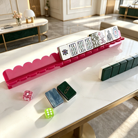 Supports de Mahjong Américains Modernes en Acrylique, Portables, avec Règle de Placement de Tuiles, Antidérapants, Stables, Porte-cartes, Couleur et Logo Personnalisables, pour Quatre Joueurs