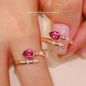Bague Jolie Xinfly luxueuse en or rose 18 carats avec tourmaline rose et diamants, en forme de serpent - Product Image 3